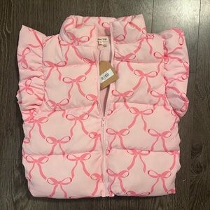 Mainstrip Boutique Pink Bow Puffer Jacket Ruffle Sleeve
